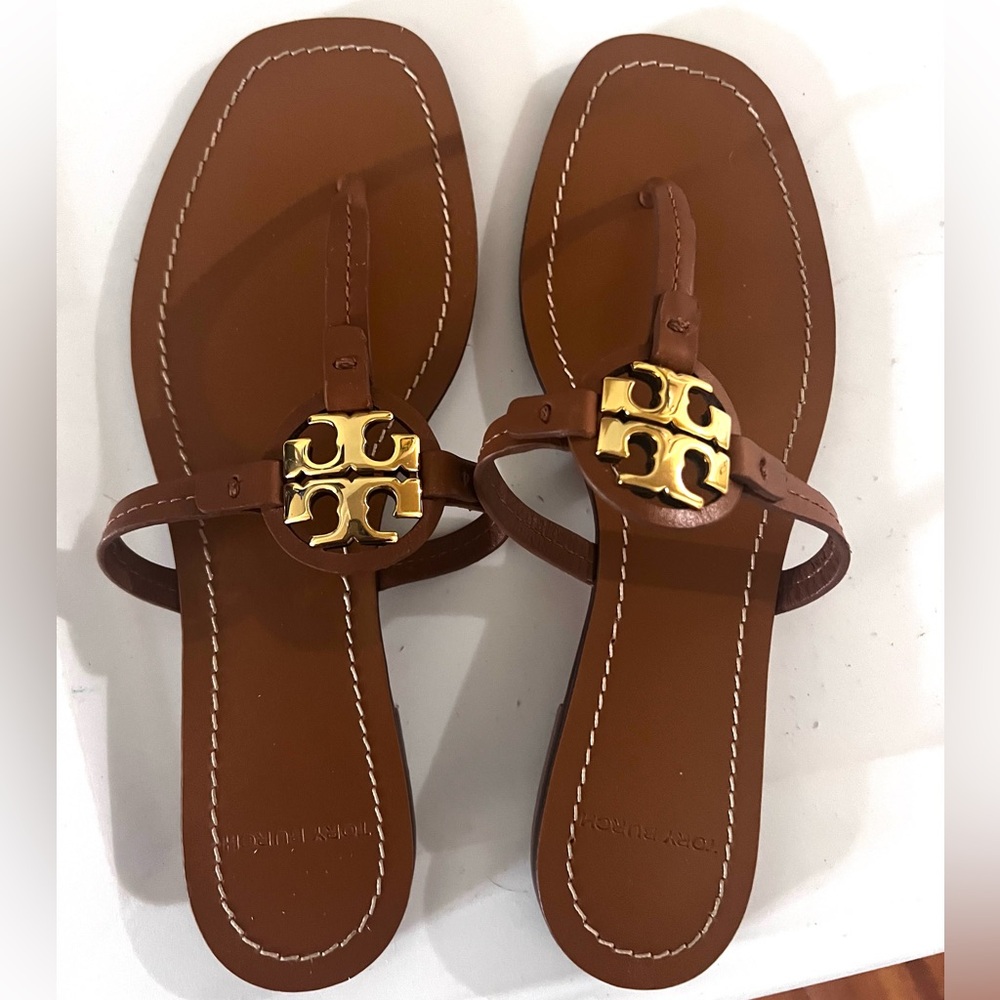 Tory Burch Brown Sandals with Gold Accent